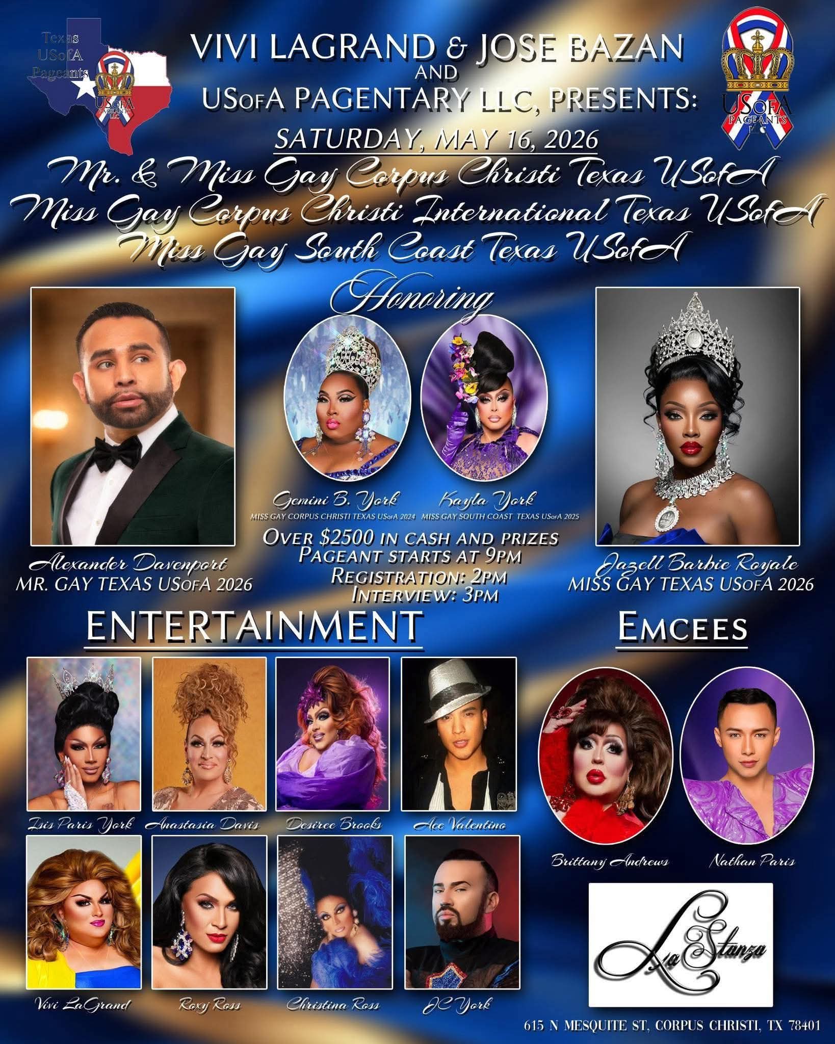 Mr & Miss Gay Corpus Christi USofA plus Miss Corpus Christi International & Miss South Coast USofA pageants